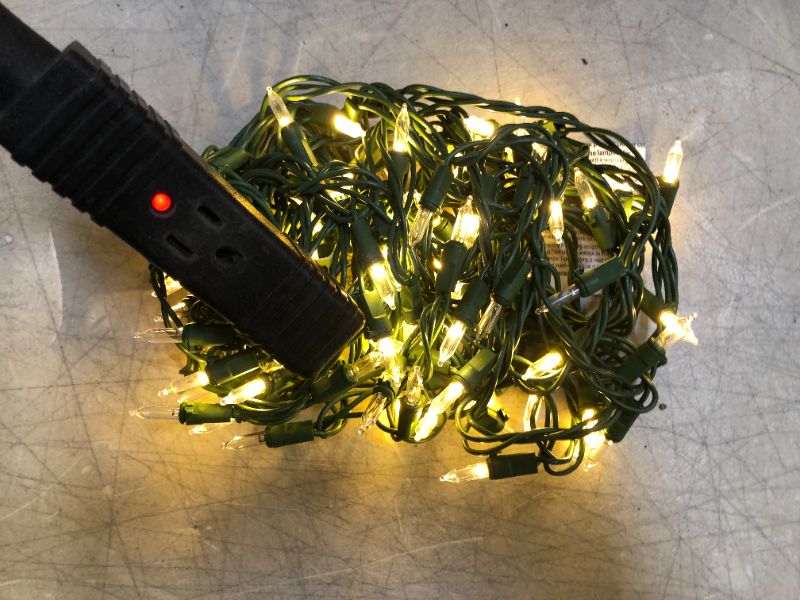 Photo 2 of 29.5 ft. 100-Light Warm White Mini LED Lights on Green Wire
