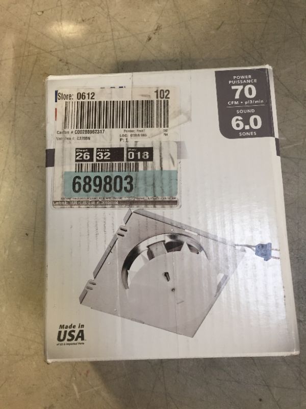 Photo 1 of Broan-NuTone 70 CFM Replacement Motor Wheel for 695A Bathroom Exhaust Fan (unable to test in facilities)