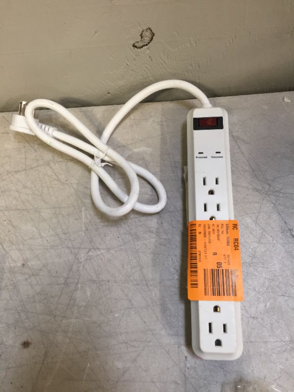 Photo 2 of 6-Outlet Power Strip Surge Protector with 3 ft. Cord