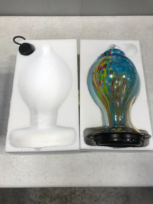 Photo 1 of DGFFL Hummingbird Feeder, Hand-Blown Glass Hummingbird Feeder, 42oz Outdoor Hummingbird Feeder, Easy to Clean and Upgrade Leak-Proof Bird Feeder Set, 4 Feeding Stations Can Use for Backyard Decoration
