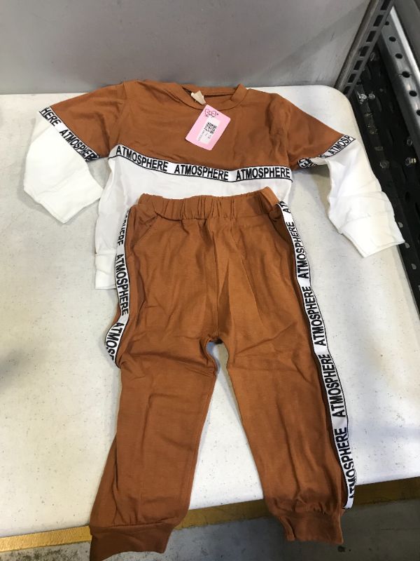 Photo 1 of ATMOSPHERE SIZE 120 GIRLS OUTFIT SET BROWN/WHITE 2 YEAR OLD