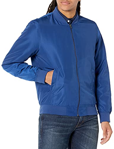 Photo 1 of Amazon Essentials Men's Standard Lightweight Bomber Jacket, Blue, Large (minor stain)