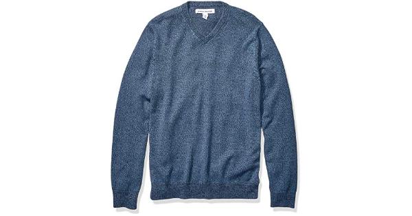 Photo 1 of Essentials Men's V-Neck Sweater, Navy Marled Large