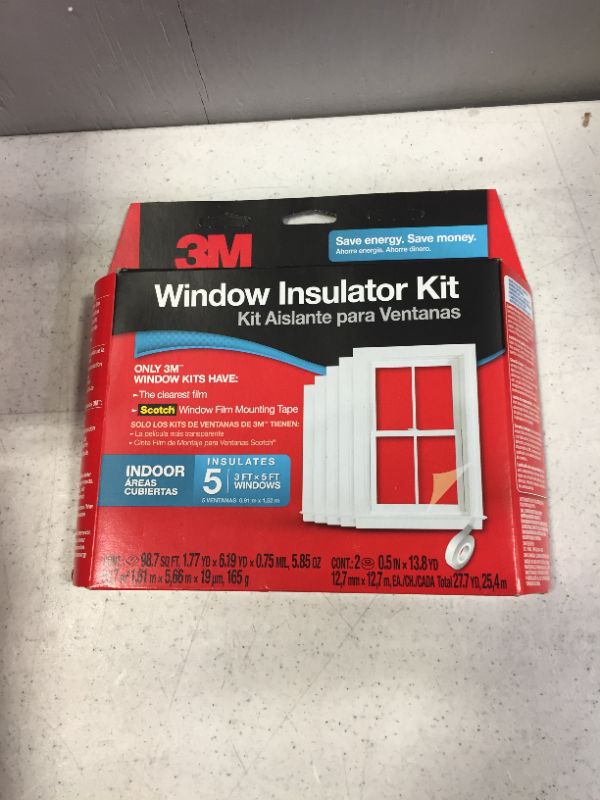 Photo 5 of 3M Indoor Window Insulator Kit, Window Insulation Film for Heat and Cold, 5.16 ft. x 17.5 ft., Covers Five 3 ft. by 5 ft. Windows - 5 pack (factory sealed)