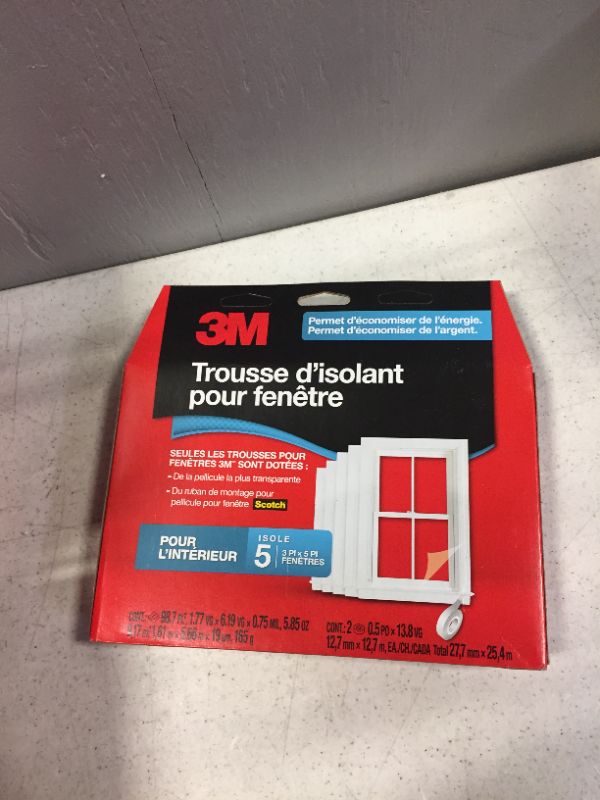 Photo 1 of 3M Indoor Window Insulator Kit, Window Insulation Film for Heat and Cold, 5.16 ft. x 17.5 ft., Covers Five 3 ft. by 5 ft. Windows - 5 pack (factory sealed)