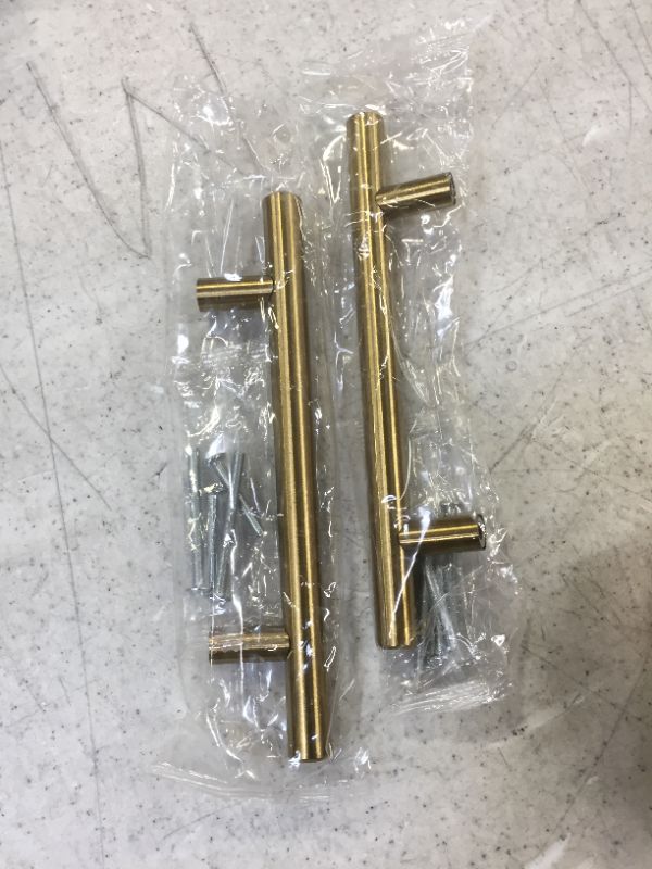 Photo 2 of 2 Pack Gold Handles for Kitchen Cabinet Brushed Brass Drawer Pulls Knobs Stainless Steel Kitchen Hardware (64mm) Screws Spacing Chest Cupboard Door Handle Pull 6-1/4" Length
