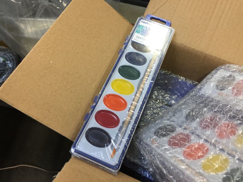 Photo 2 of Keebor Washable Watercolors in 8 Colors, Bulk of 36 Kids Paint Sets with Wood Brushes for Classroom Supplies, Party Favors
