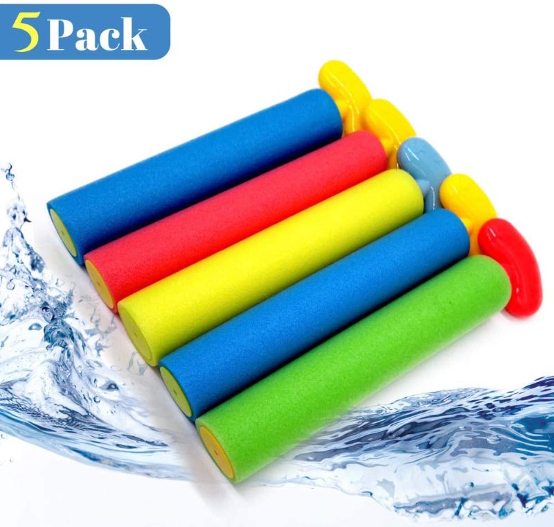 Photo 1 of Pool Toys Water Guns for kids and Adults, 5 Pack Noodle Squirt Guns with Long Range up to 30ft, Foam Water Blasters Perfect for Summer Outdoor Beach, Strong Sprayers Water Shooters for Kids Boys Girls
