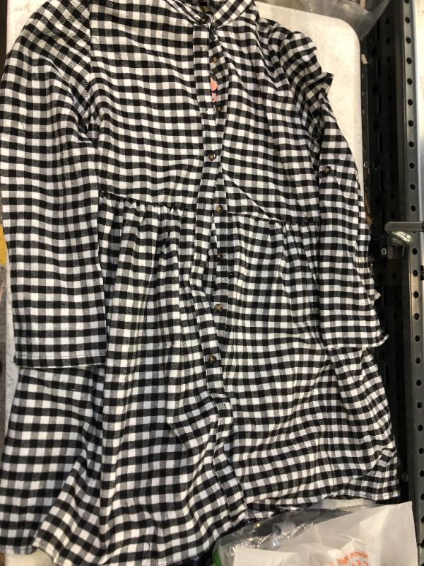 Photo 2 of FANCYINN Women Long Sleeve Plaid Pattern Tunic Tops Shirt Casual Dress size medium 
