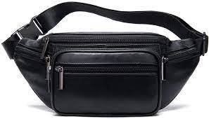 Photo 1 of handcrafted adjustable fanny pack genuine leather color black 