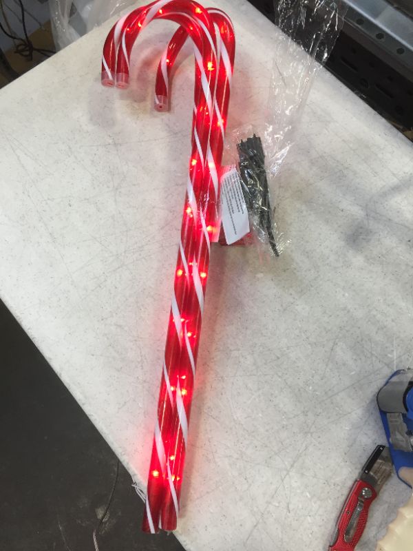 Photo 2 of 28 inches long outside Christmas candy cane lights 3 count 