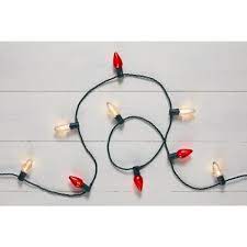 Photo 1 of 16 ft. 25-Light LED Red and White C9 Super Bright Steady Lit String Light 2 pack 
