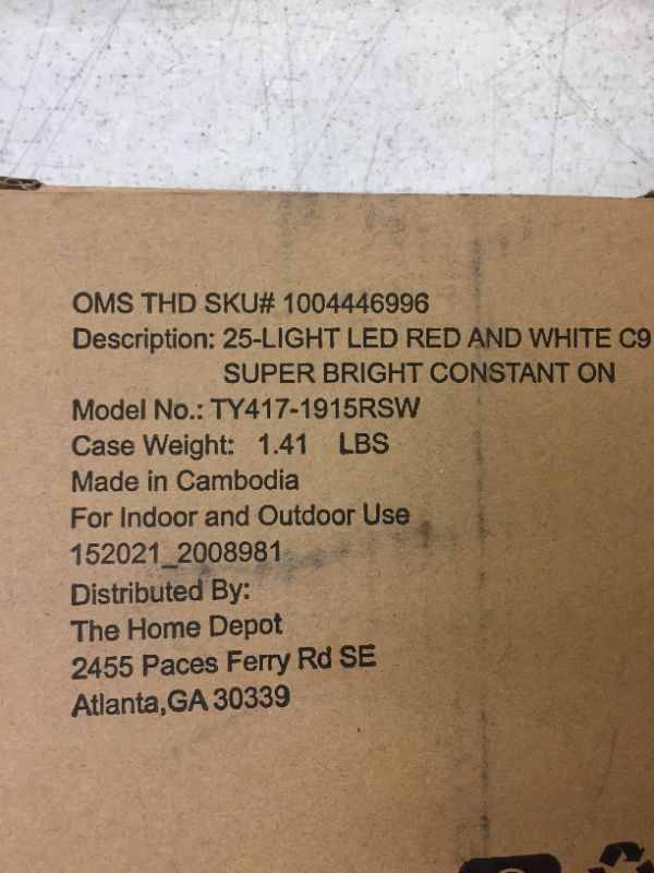 Photo 3 of 16 ft. 25-Light LED Red and White C9 Super Bright Steady Lit String Light 2 pack 

