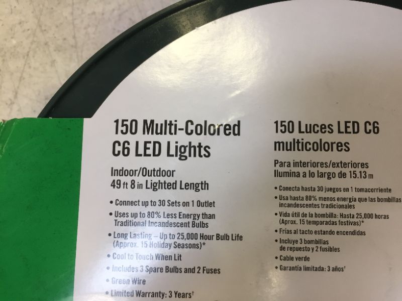 Photo 3 of 49.6 ft. 150-Light C6 LED Multi Color Strings Light
