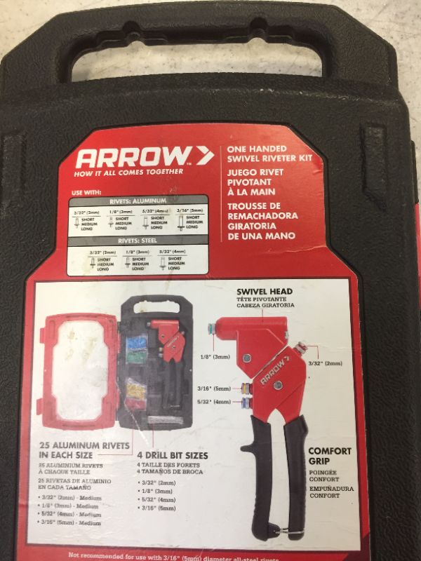 Photo 2 of Arrow RT187SHK 1-Handed Swivel Riveter Kit