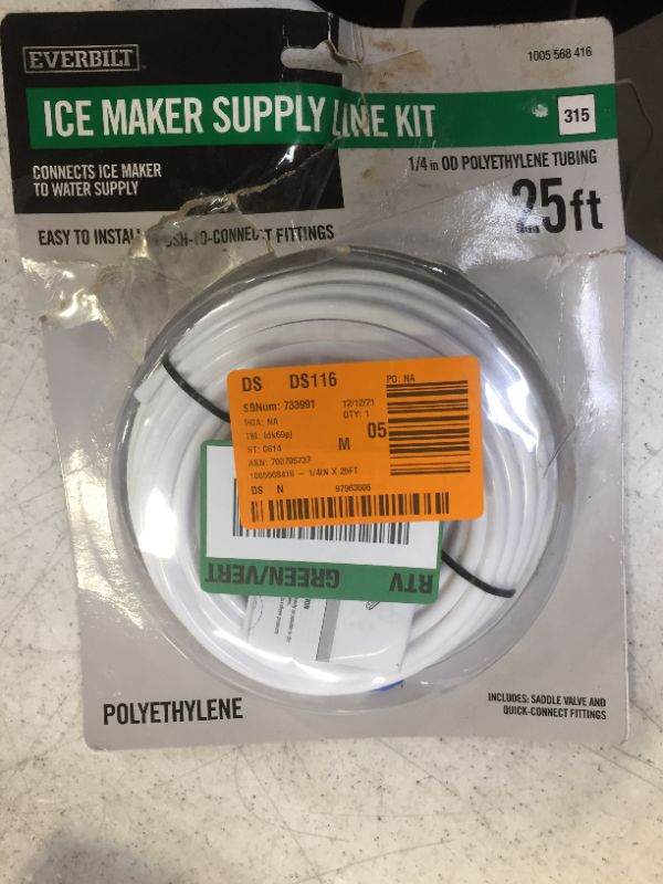 Photo 2 of 1/4 in. x 25 ft. Push-to-Connect Brass Poly Ice Maker Kit Includes Saddle Valve and Fittings