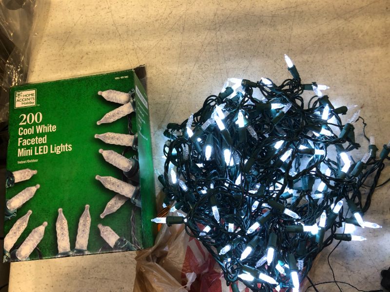 Photo 1 of 58 ft. 200-Light Cool White Faceted Mini LED Lights

