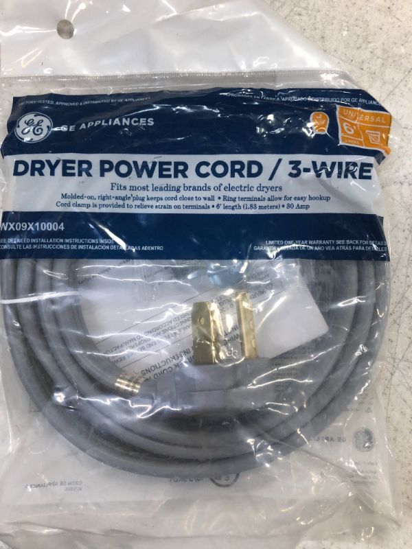 Photo 2 of 6 ft. 3-Prong 30 Amp Dryer Cord