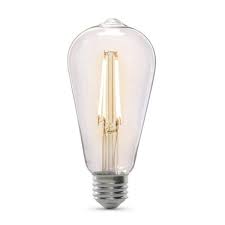 Photo 1 of 60-Watt Equivalent ST19 Straight Filament Dusk to Dawn Clear Glass E26 Vintage Edison LED Light Bulb, Warm White 2 pack 
