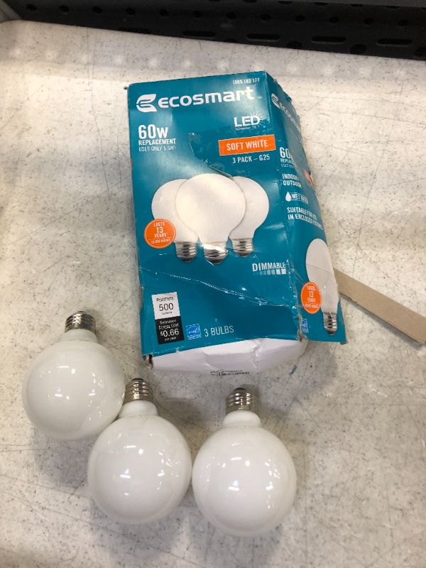 Photo 1 of 60-Watt Equivalent G25 Globe Dimmable ENERGY STAR Filament LED Vintage Edison Light Bulb Soft White (3-Pack)
