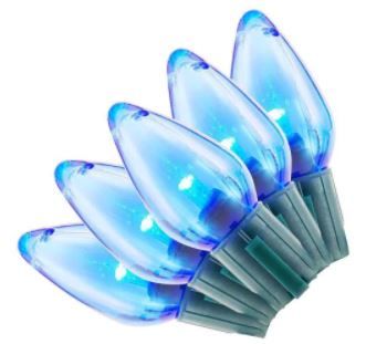 Photo 1 of 16 ft. 25-Light LED Blue C9 Super Bright Steady Lit String Light
