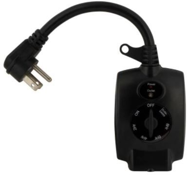 Photo 1 of 15 Amp 24-Hour Outdoor Plug-In Mechanical Dusk to Dawn Countdown Timer with Grounded Outlet, Black
