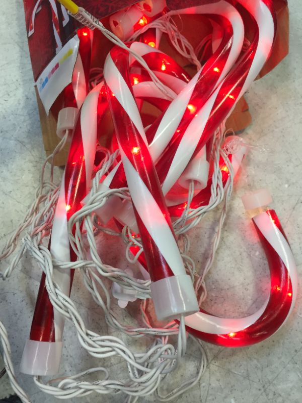 Photo 2 of 10 in. Candy Cane Pathway Lights (Set of 8)
