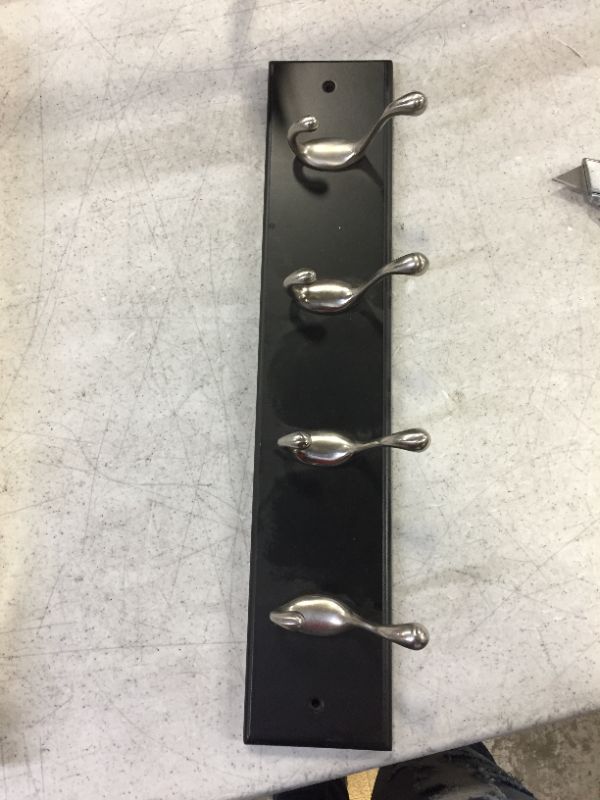 Photo 3 of 18 in. Black and Satin Nickel Heavy Duty Hook Rack
