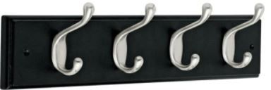 Photo 1 of 18 in. Black and Satin Nickel Heavy Duty Hook Rack
