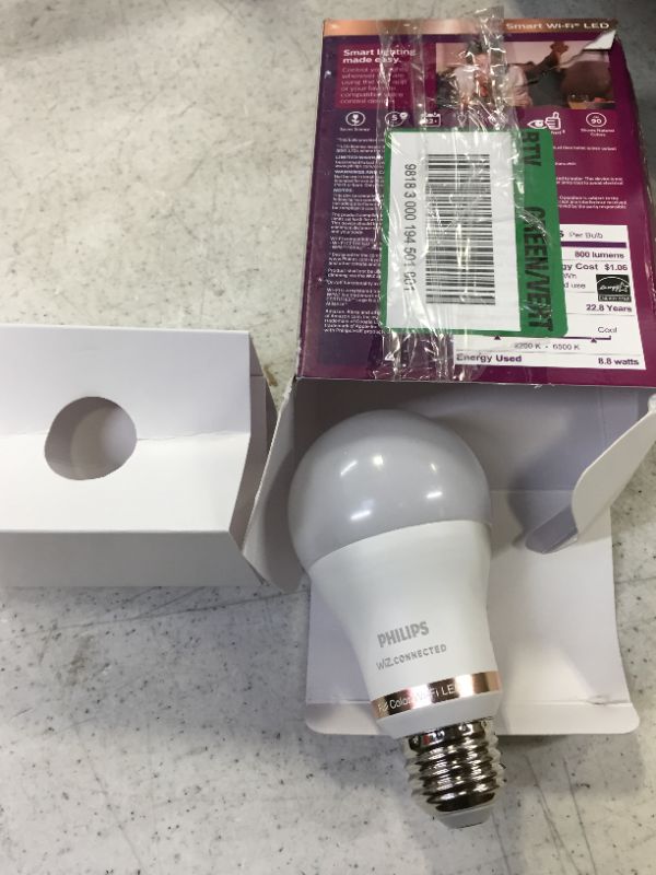 Photo 2 of Color and Tunable White A19 LED 60-Watt Equivalent Dimmable Smart Wi-Fi Wiz Connected Wireless Light Bulb