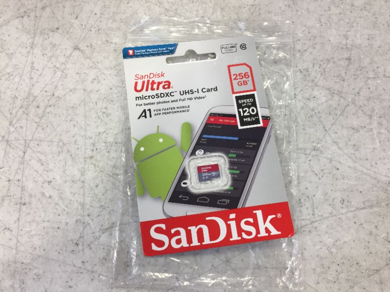 Photo 2 of SanDisk 256GB Ultra MicroSDXC UHS-I Memory Card with Adapter - 120MB/s, C10, U1, Full HD, A1, Micro SD Card - SDSQUA4-256G-GN6MA
