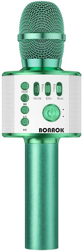 Photo 1 of BONAOK Bluetooth Wireless Karaoke Microphone,3-in-1 Portable Handheld Karaoke Mic Speaker Machine Birthday Home Party for PC or All Smartphone Q37 (Green)
