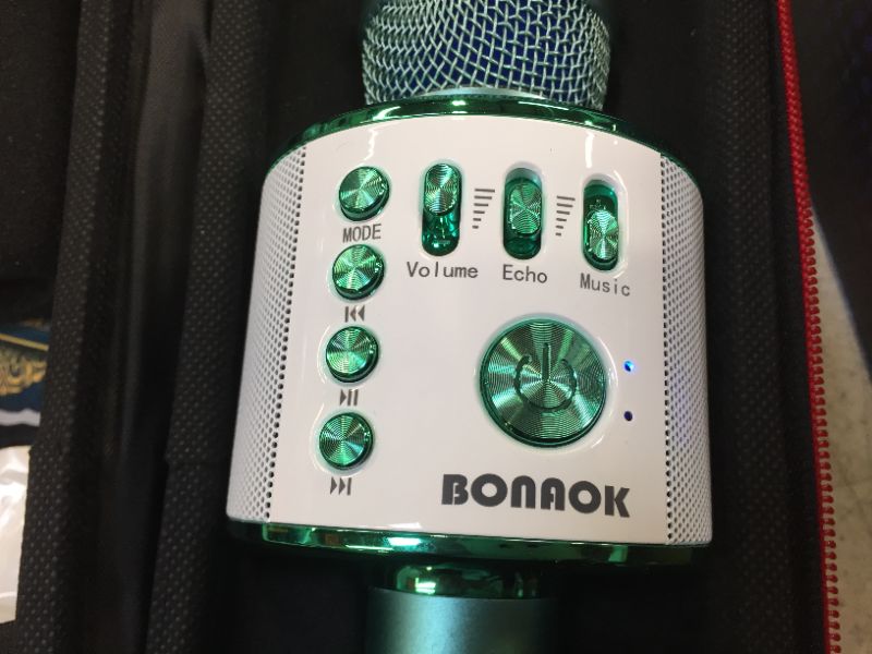 Photo 3 of BONAOK Bluetooth Wireless Karaoke Microphone,3-in-1 Portable Handheld Karaoke Mic Speaker Machine Birthday Home Party for PC or All Smartphone Q37 (Green)
