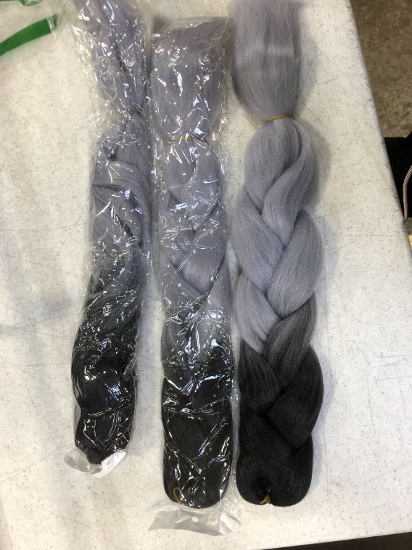 Photo 1 of 2 foot fake women hair color black and purple 3 pack 