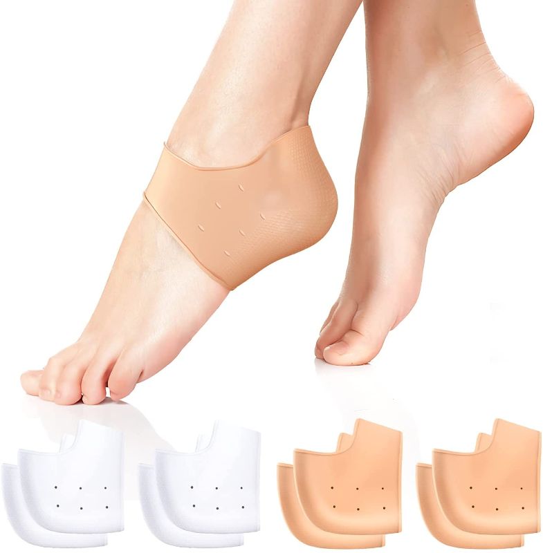 Photo 1 of (8PCS) Silicone Heel Protectors,Heel Cups,Gel Heel Cushion,Plantar Fasciitis Inserts Pads& Heel Guards Great fot Heel Pain, Heal Dry Cracked Heels, Achilles Tendinitis.Heel Sore.
