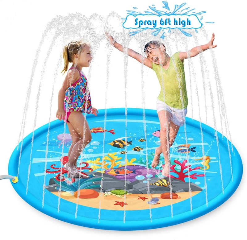 Photo 1 of INFLATABLE SPLASH PAD SPRINKLER FOR KIDS BABY TODDLERS 68"  WADDING POOL WATER PLAY MAT OUTDOOR- 4 PK