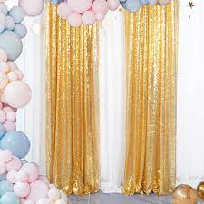 Photo 1 of 8 FT LONG GOLD SPARKLING CURTAINS 2 PACK 