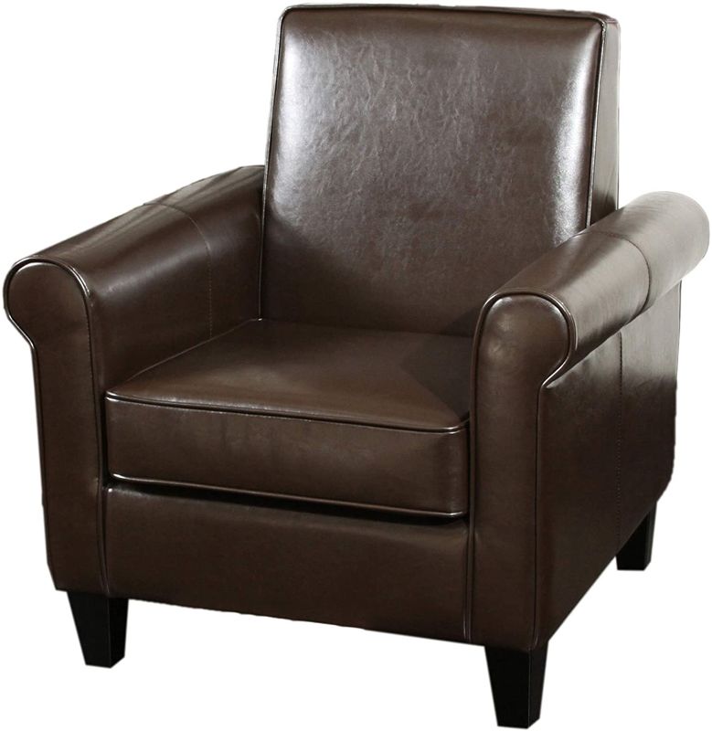 Photo 1 of Christopher Knight Home Freemont Leather Club Chair, Chocolate Brown
