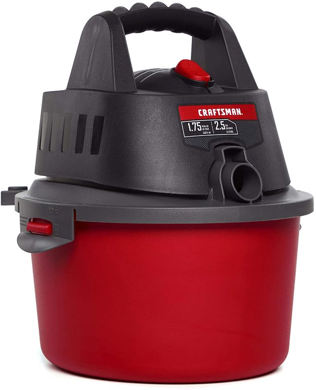 Photo 1 of CRAFTSMAN CMXEVBE17250 2.5 gallon 1.75 Peak Hp Wet/Dry Vac, Portable Shop Vacuum with Attachments , Red
