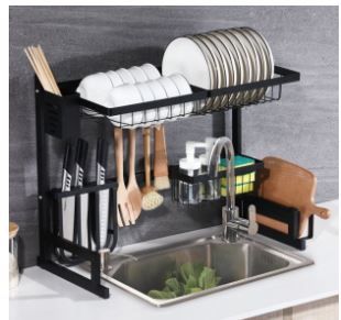 Photo 1 of FANNYC Single/Double Slot Kitchen Supplies Storage Drying Shelf Multifunctional Tableware Rack ,Dish Holder, Cup Holder Stainless Steel Drainage Frame Dish Rack
