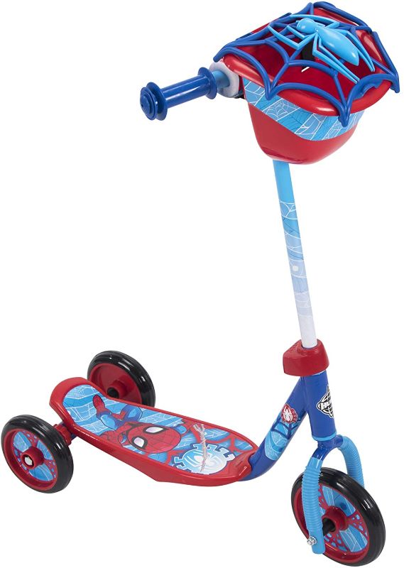 Photo 1 of Huffy Kids Preschool Scooter for Boys Disney Pixar Cars & Toy Story, Star Wars, Marvel Spider-Man, 3 Wheel Toy
