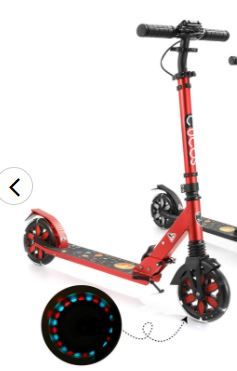 Photo 1 of CUCOS Kick Scooter for Teens/Adults with Flashing PU Wheels, Foldable Kick Scooter 4 Adjustable Height,2 Wheel Scooter with Handbrake for Age 8 Year Up