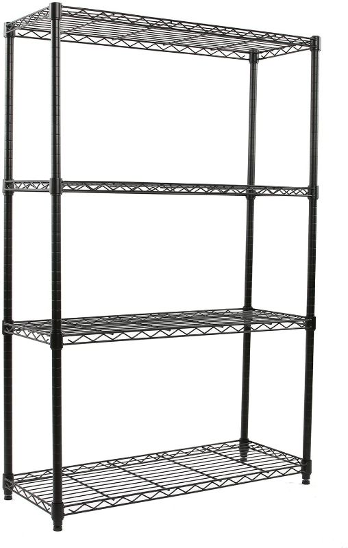 Photo 1 of Finnhomy Heavy Duty 4-Tier Wire Shelving Unit Thicken Pole Adjustable 4-Shelf Steel Wire Shelving Rack Storage Rack 36" L x 14" W x 54" H, Black
