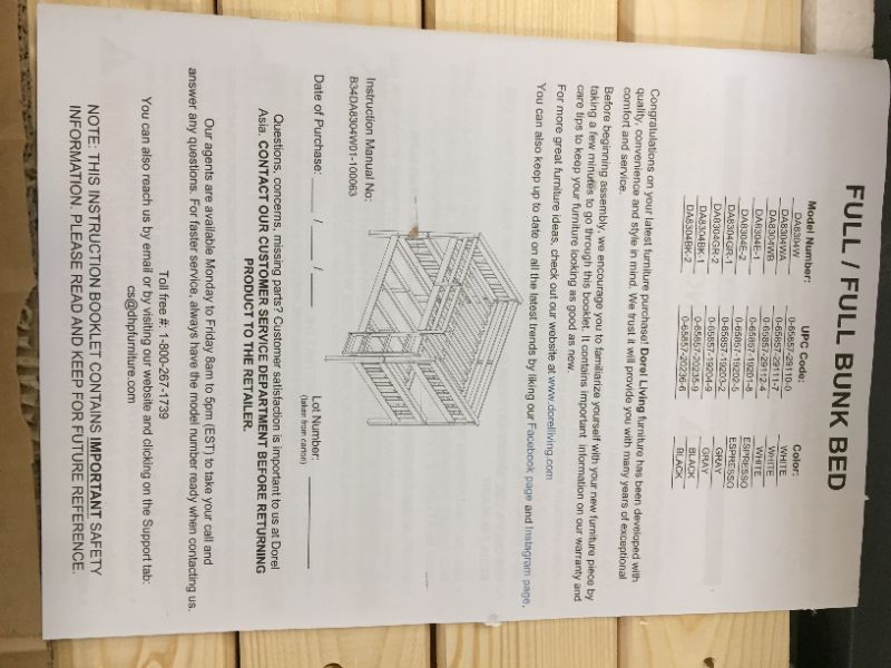 Photo 5 of FULL BUNK BED DA8304GR-2
BOX 2 OF 2