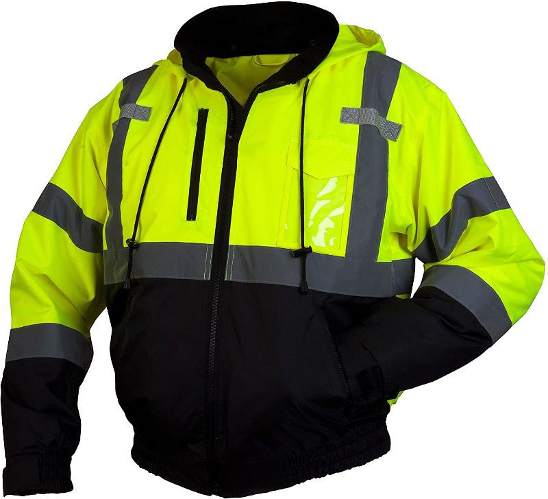 Photo 1 of PYRAMEX RJ31 Series Lumen X Class 3 Fleece Bomber Safety Jacket, Lime, large
