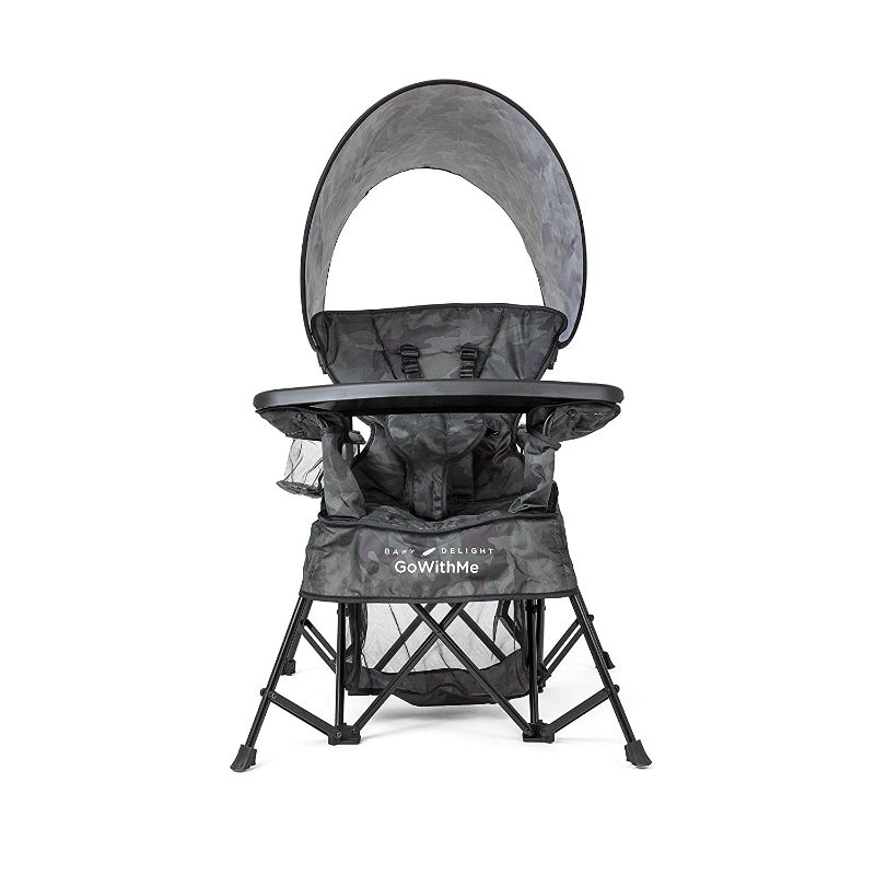 Photo 1 of Baby Delight Go with Me Venture Chair|Indoor/Outdoor Portable Chair with Sun Canopy|Carbon Camo|3 Child Growth Stages: Sitting, Standing and Big Kid|3 Months to 75 lbs|Weather Resistant
