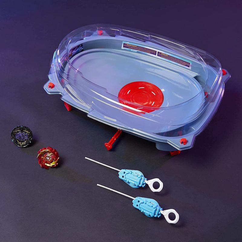 Photo 1 of BEYBLADE Burst Surge Speedstorm Motor Strike Battle Set -- Battle Game playset with Motorized Stadium,2 Launchers - missing battle top toys
