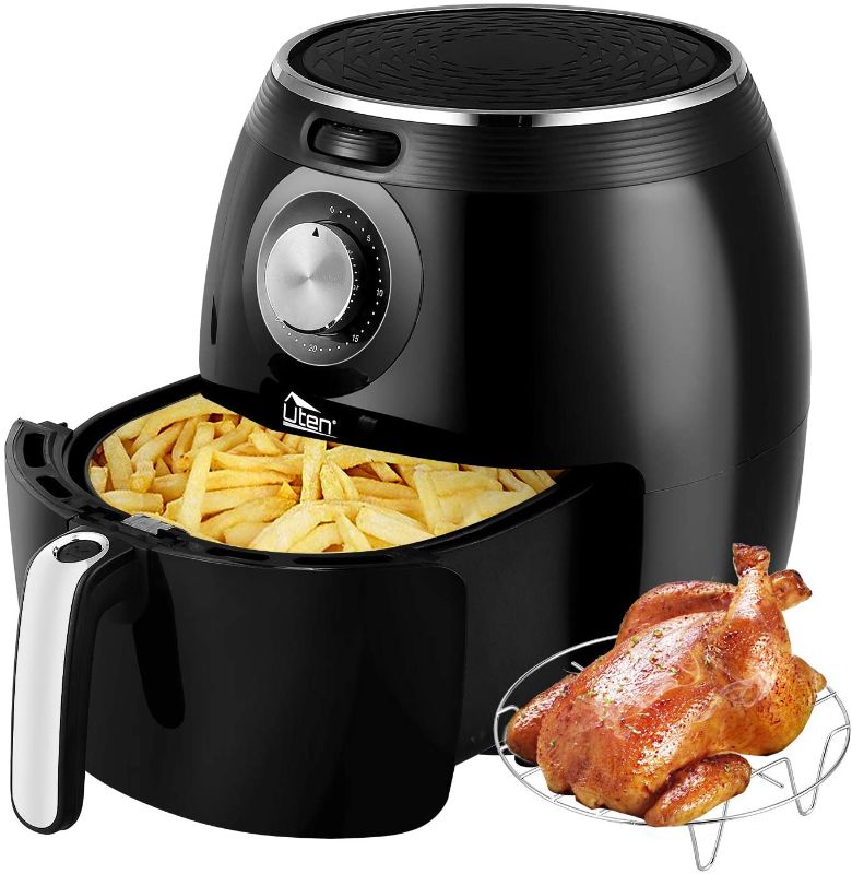 Photo 1 of Air Fryer XL, 5.8 QT Electric Hot Air Fryer With Temperature Control & Time Knob, Fast Oven Oilless Air Fryer Cooker with Grill Rack, Detachable Basket, Black
