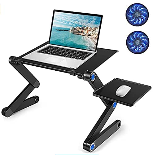 Photo 1 of Adjustable Laptop Stand, Laptop Stand for Bed Portable Lap Desk Foldable Table Workstation Notebook Riser with Mouse Pad, Laptop Stand with Large Cooling Fan Best Gifts
