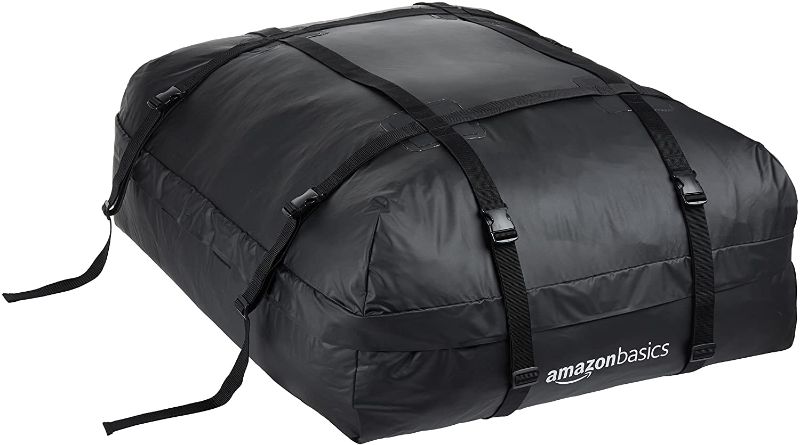 Photo 1 of Amazon Basics Rooftop Cargo Carrier Bag, Black, 15 Cubic Feet
